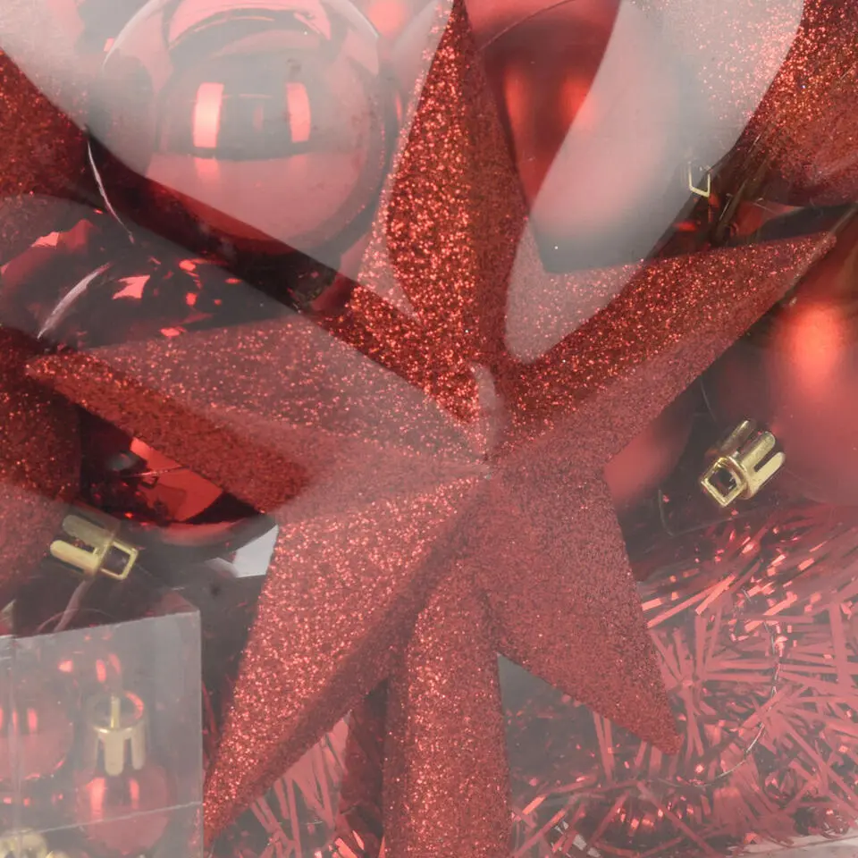 Christmas Decorations kerstversiering set -54-dlg -rood-kunststof