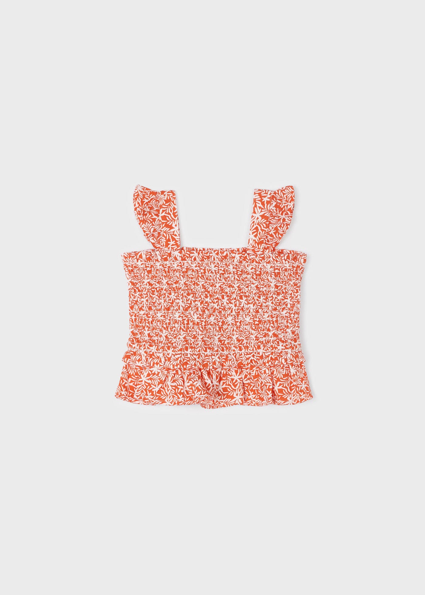 Camisola de algodão com detalhes franzidos para meninas