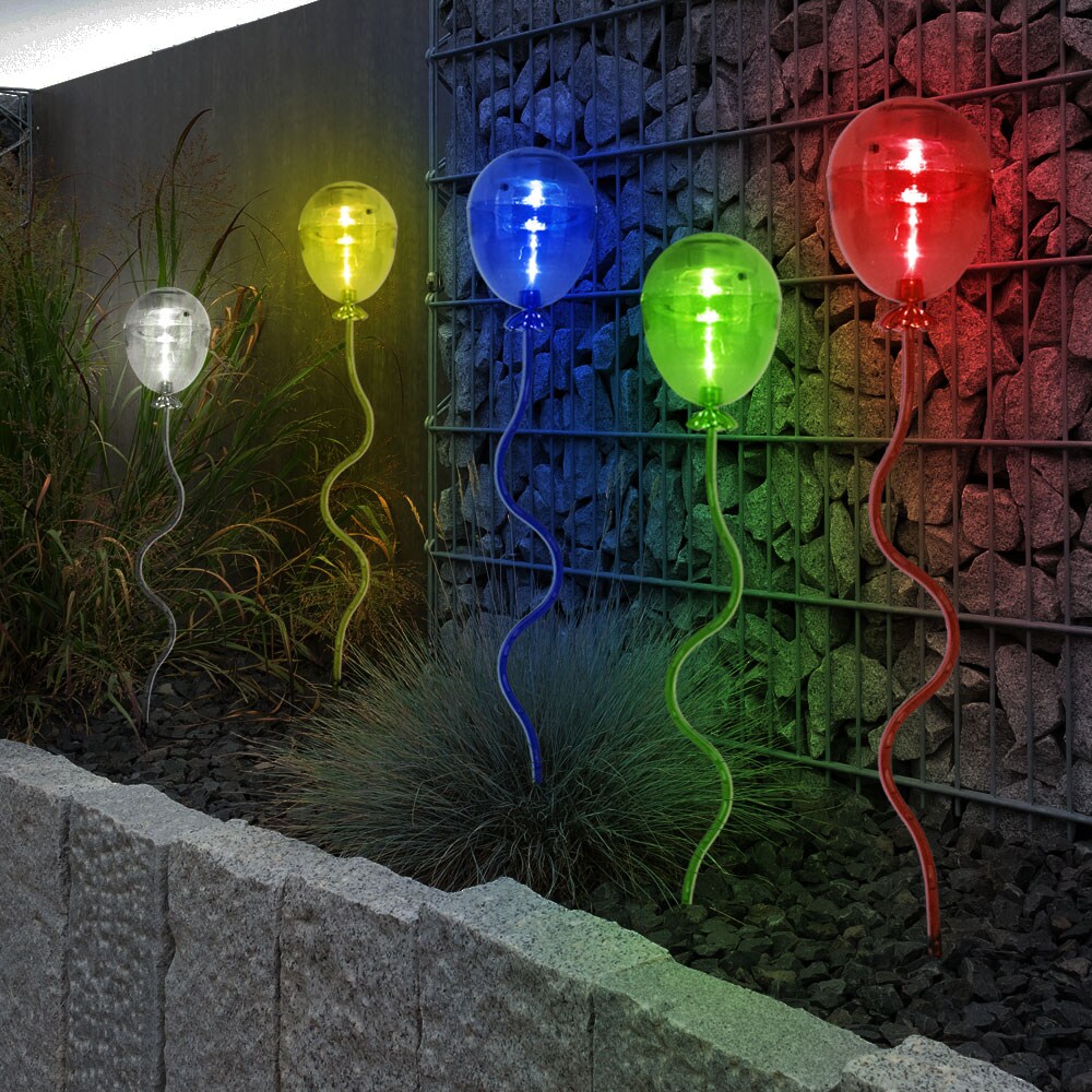 5x LED Solarlampen, Luftballons bunt, H 60 cm