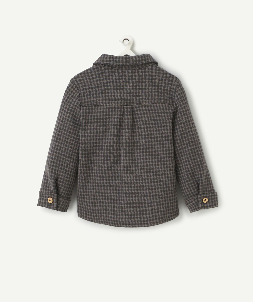 CHEMISE À CARREAUX BÉBÉ GARÇON GRIS ET NOIR AVEC POCHES