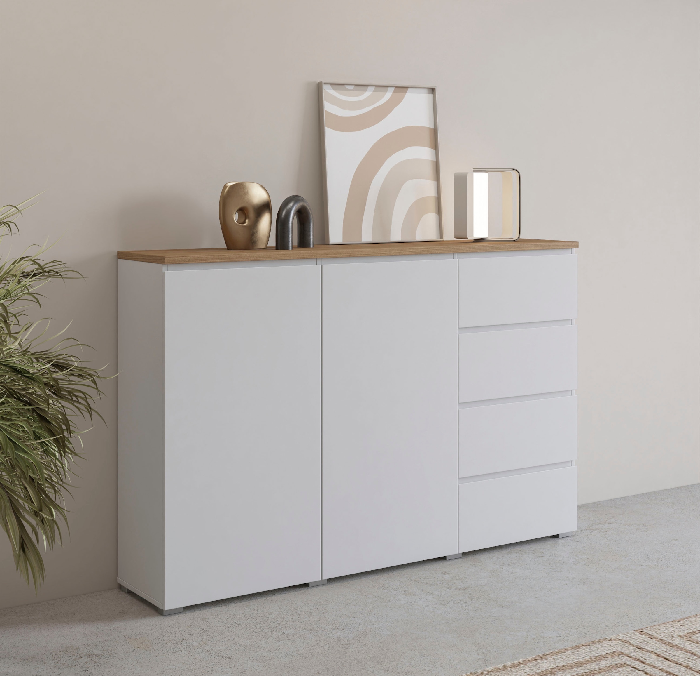 INOSIGN Highboard »Modo, Breite 150 cm, moderne grifflose Kommode 2Türen/4 SK« Schubladenkommode mit viel Stauraum, Einlegeböden verstellbar