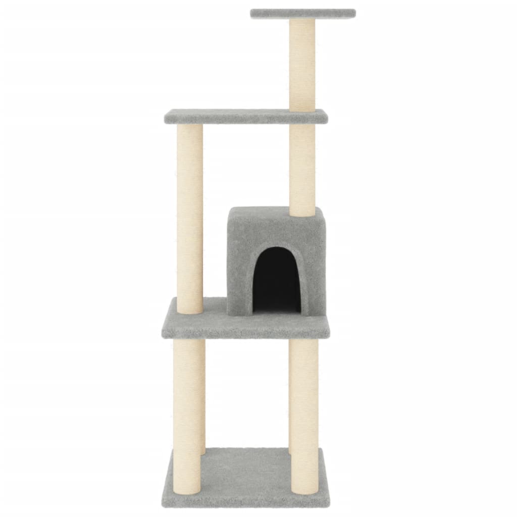 Arranhador para gatos Vidaxl com toca, cinza claro