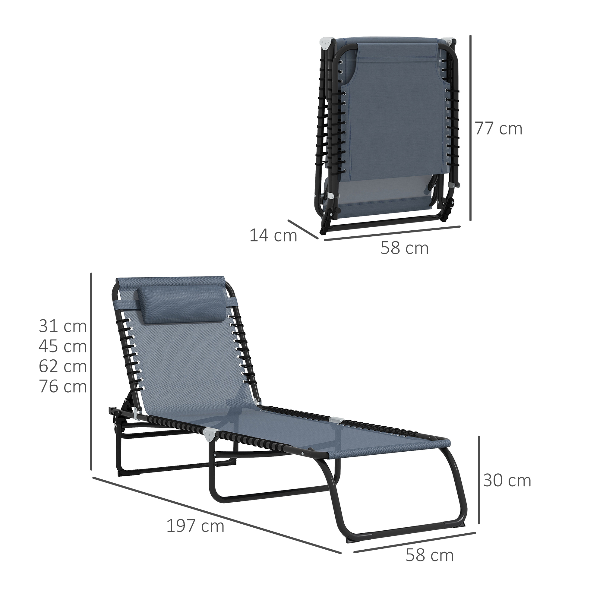 Espreguiçadeiras dobráveis Outsunny cinza