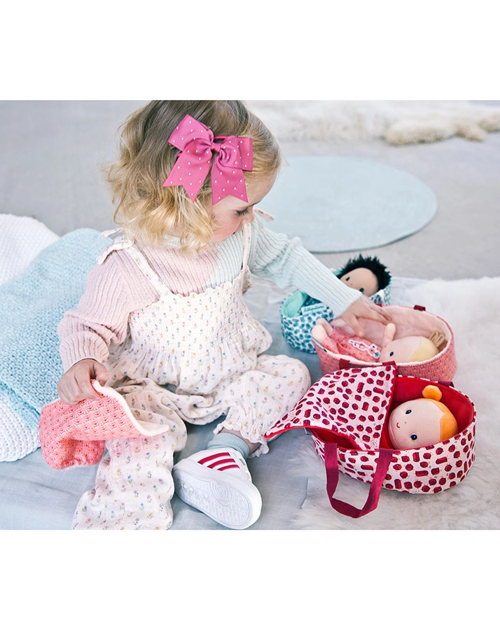 Stoff-Puppe BABY – ANAIS mit Tragekorb (22 cm) 5-teilig