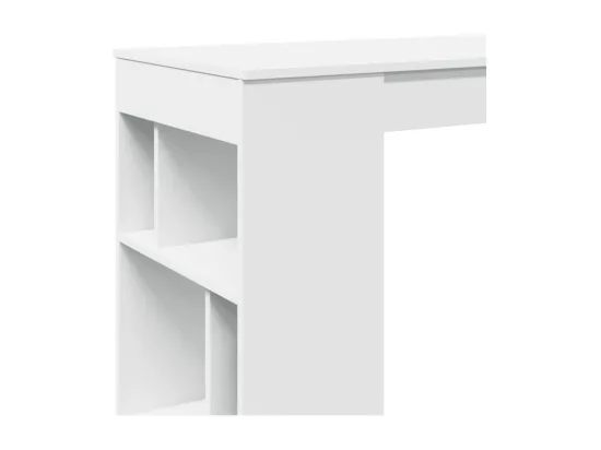 Table de bar avec étagères blanc bois d'ingénierie