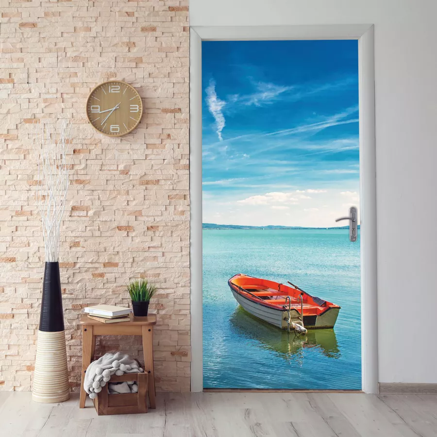 Nikima Türbild TB-18  selbstklebendes Türbild - Boot 0,9 x 2 m  - Türtapete Türposter bunt