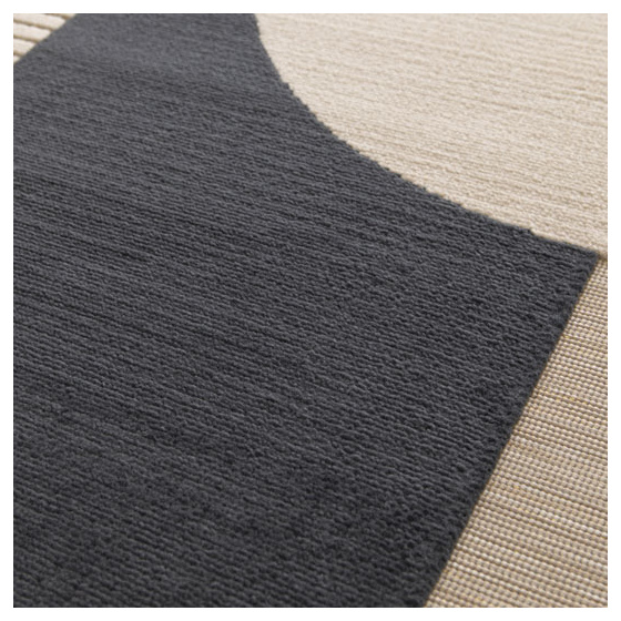 Tapis intérieur et extérieur en relief - roma - beige et noir - 80 x 150 cm