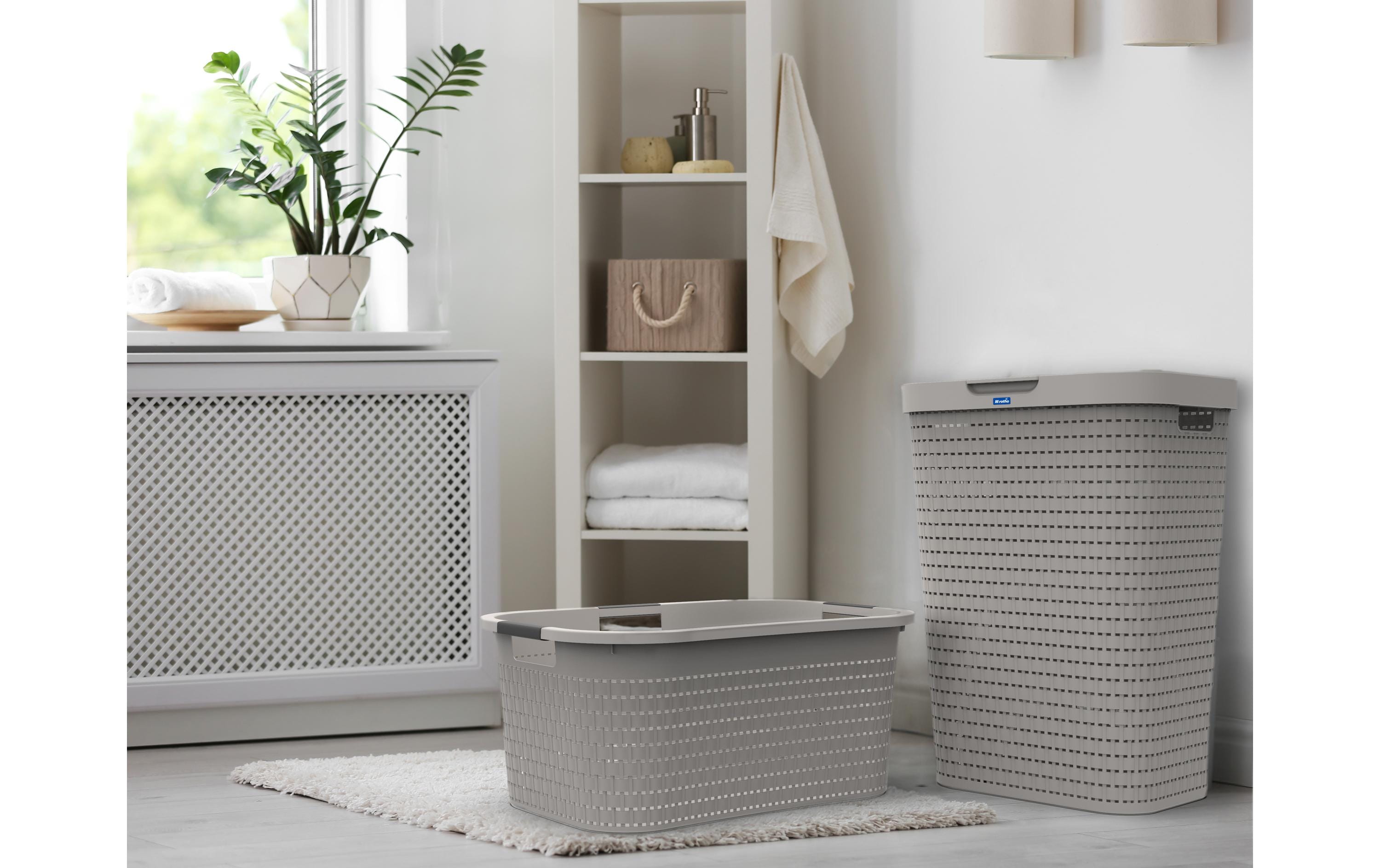 Wäschesammler Country 55 l, AnthrazitWäschekorb mit Deckel