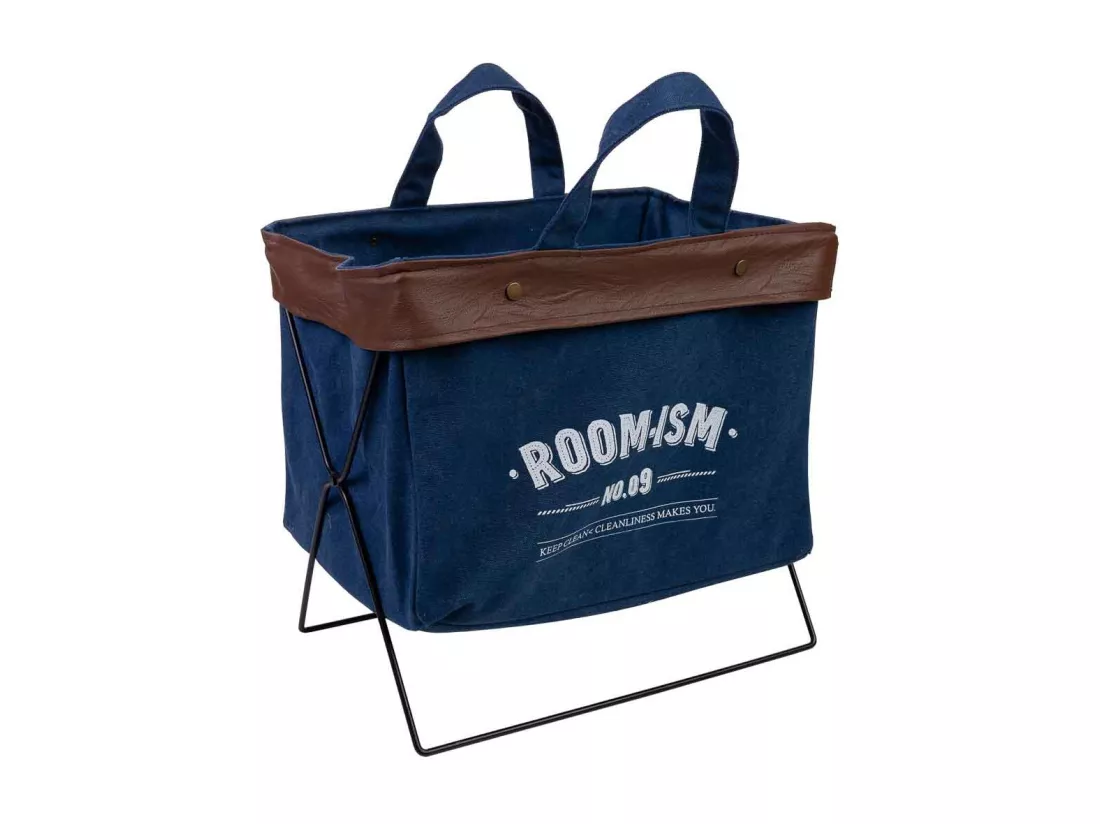 Panier de rangement en métal et tissu 38x26x36