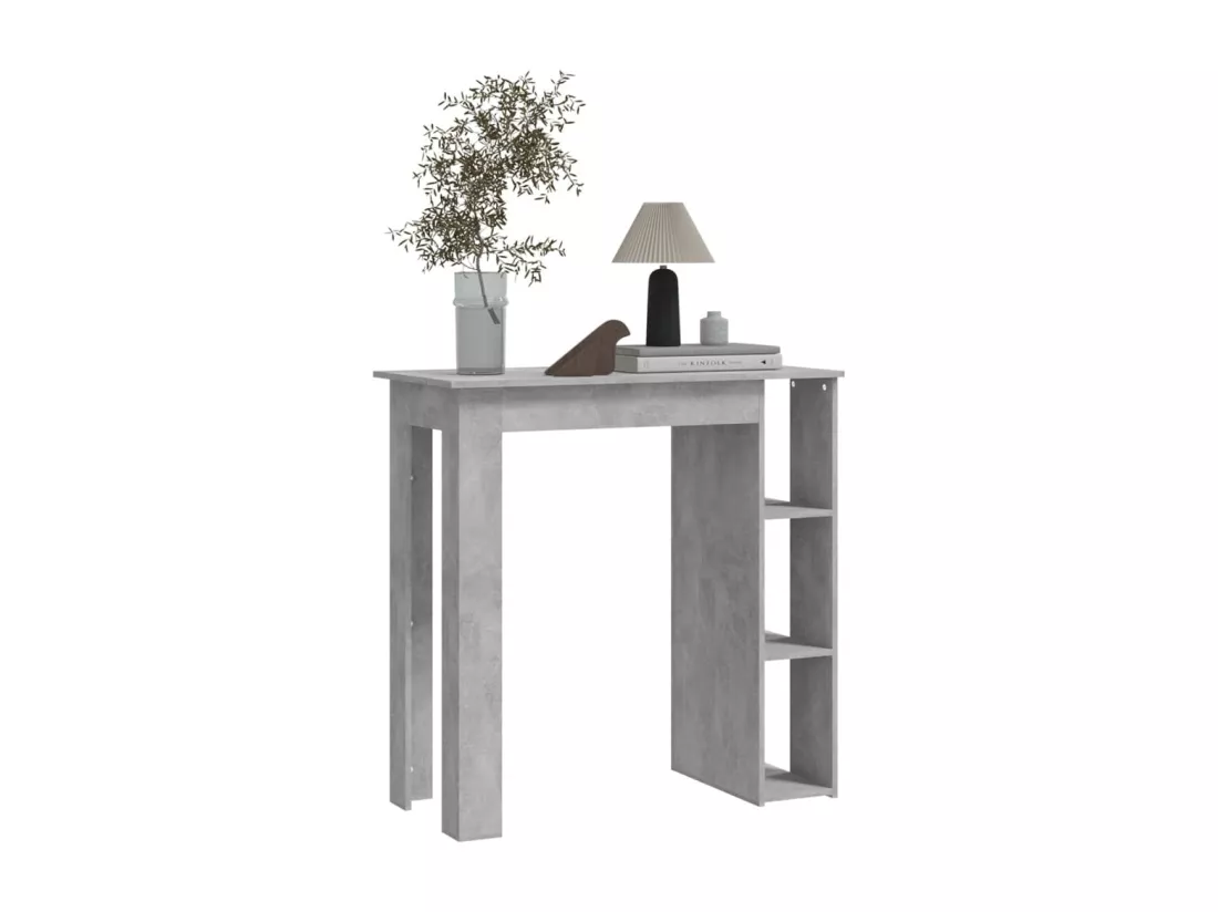 Table de bar avec étagère Gris béton 102x50x103,5 cm Aggloméré