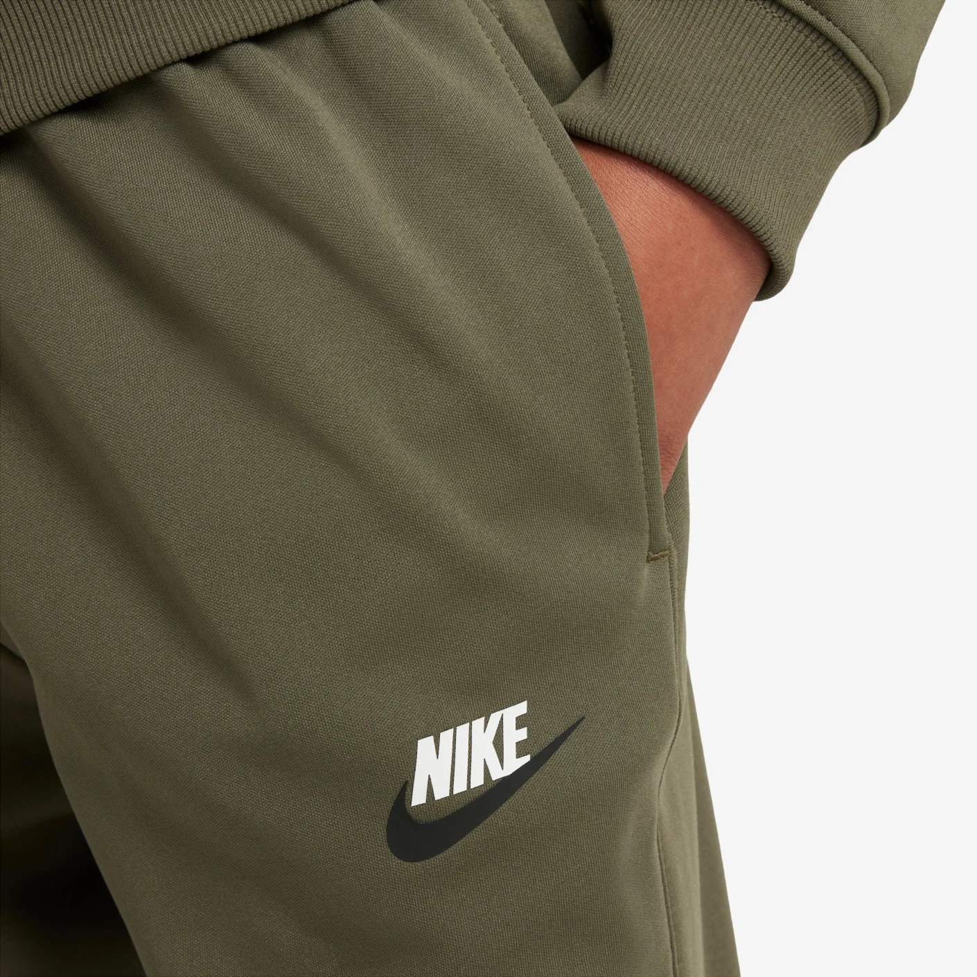 Nike Sportswear Big Logo Crew Trainingspak Kids Olijfgroen Wit