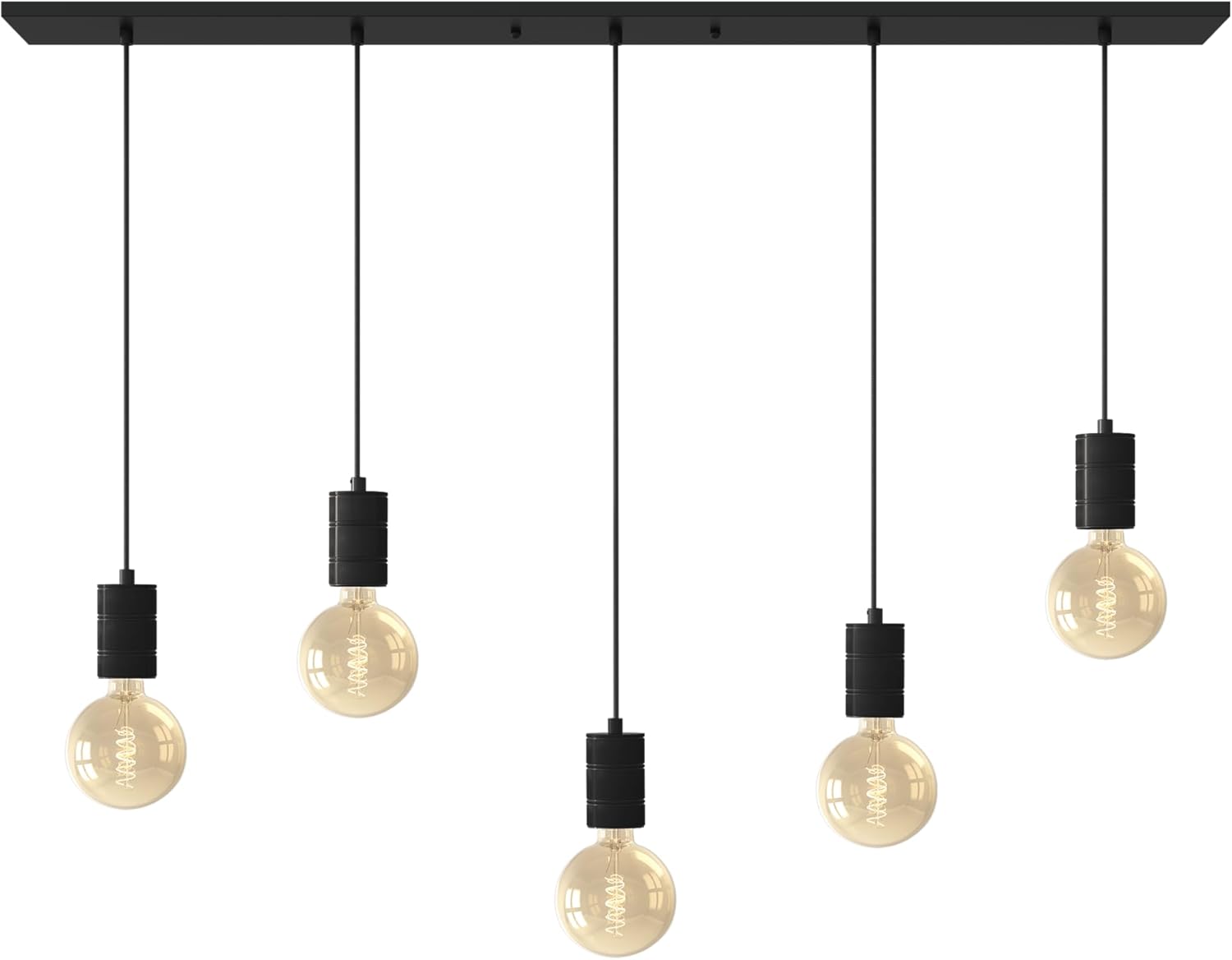 CALEX Pendelleuchte E27, 5-flammig, Schwarz, Retro-Design für Esszimmer & Wohnzimmer, Metall
