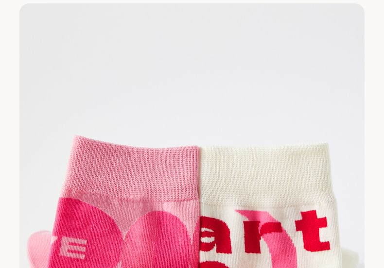 Lychee - Kleurpaneel Hartletters Mid-Calf Sokken (Diverse Ontwerpen)