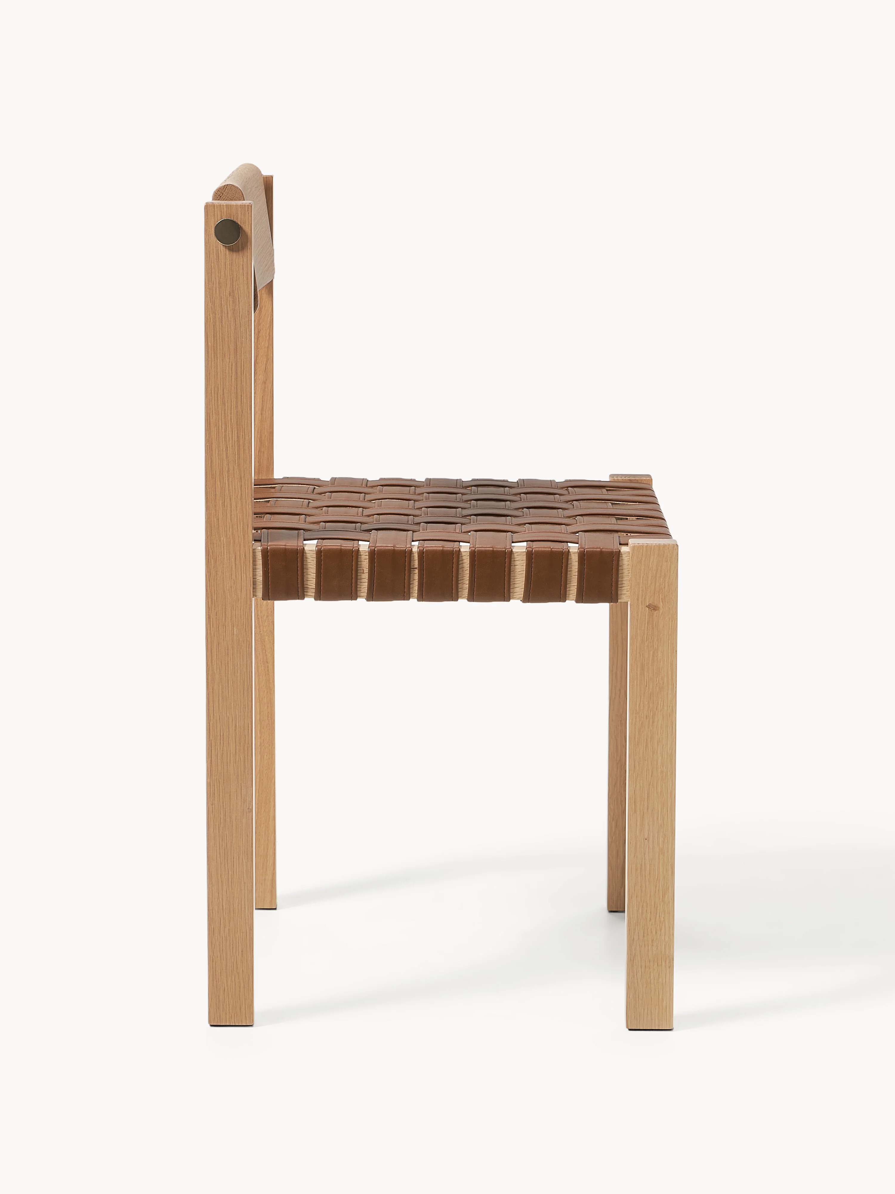 Houten stoel Liza met leren zitvlak