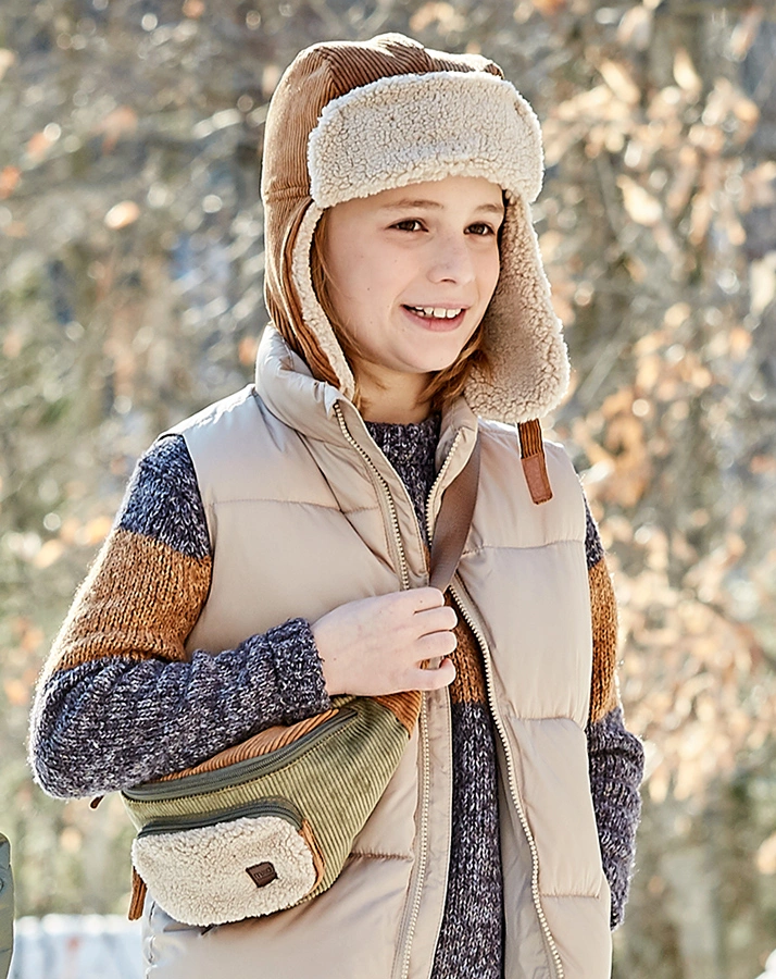 Cord-FliegermüKids TRAPPER in cinnamon/feder