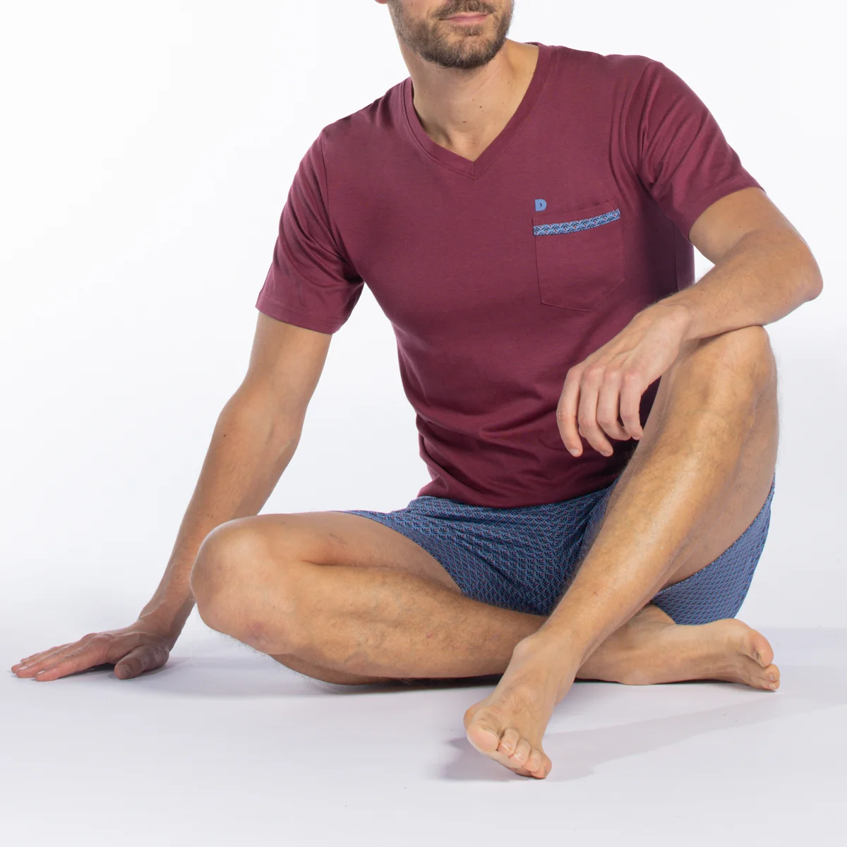 Pyjashort homme RAFFINE bordeaux/imprimé