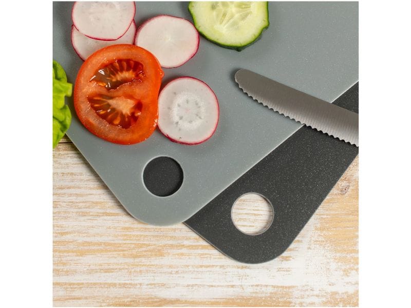 Kuhn Rikon Schneidebrett-Set 2 Stück, Grau 25 cm  x 37 cm 2-teiliges Schneidebrettset