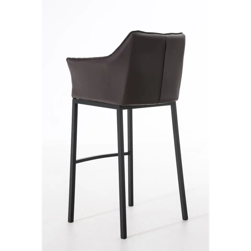 CLP Barkruk Damaso zwart Frame - Kunstleer - bruin