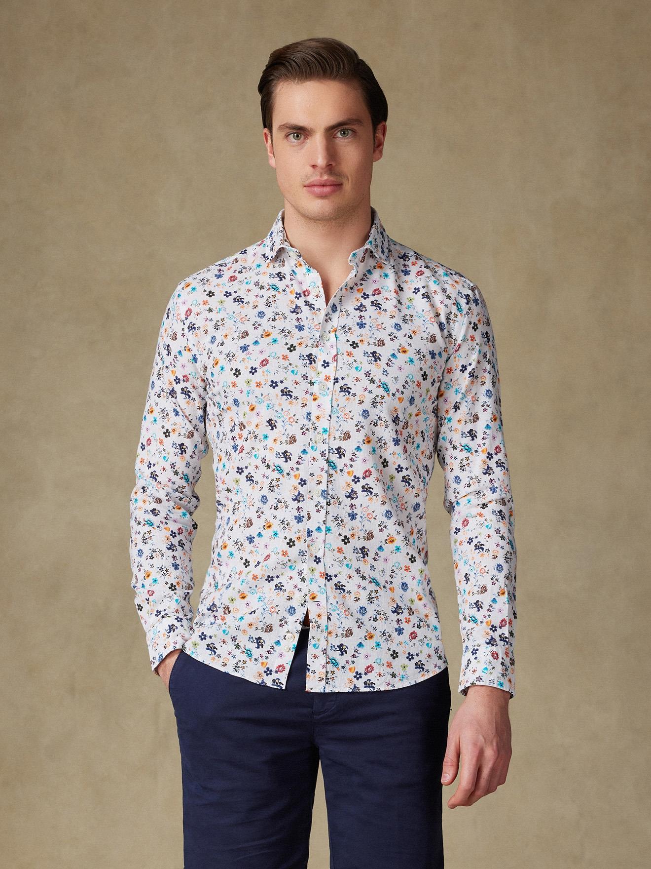 Chemise Sean en lin à motif floral