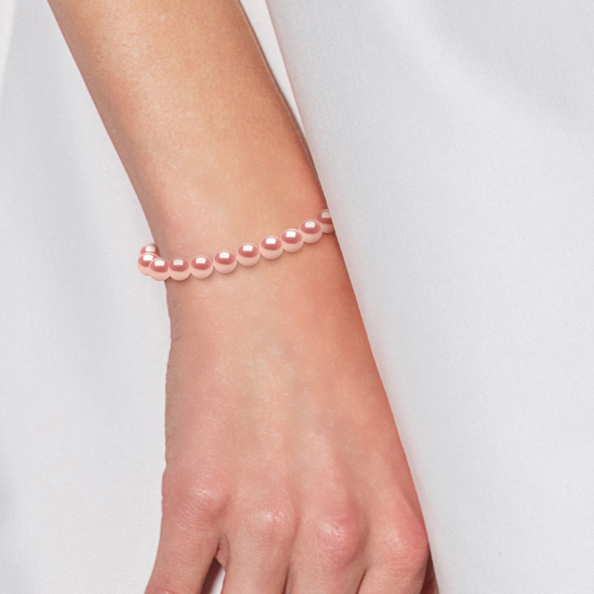 Bracelet Rang de Perles d'Eau Douce Rondes 6-7 mm Rose Naturel Prestige Argent 925