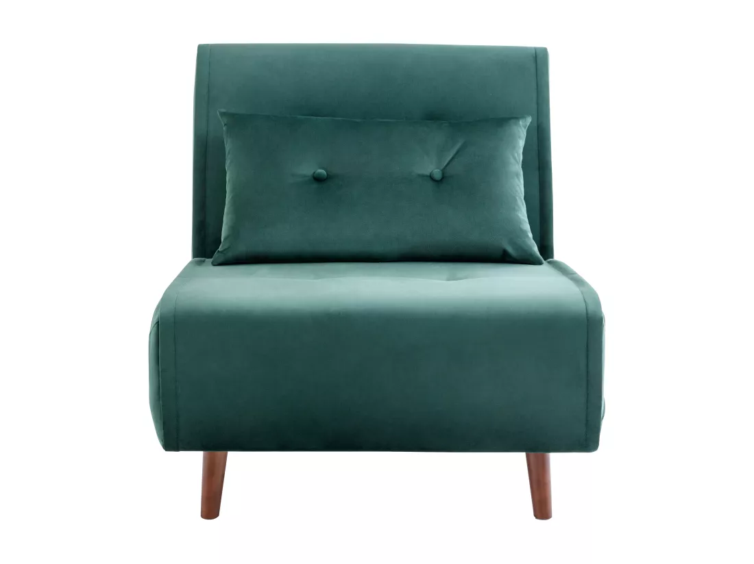 Fauteuil convertible en velours vert sapin URIBIA