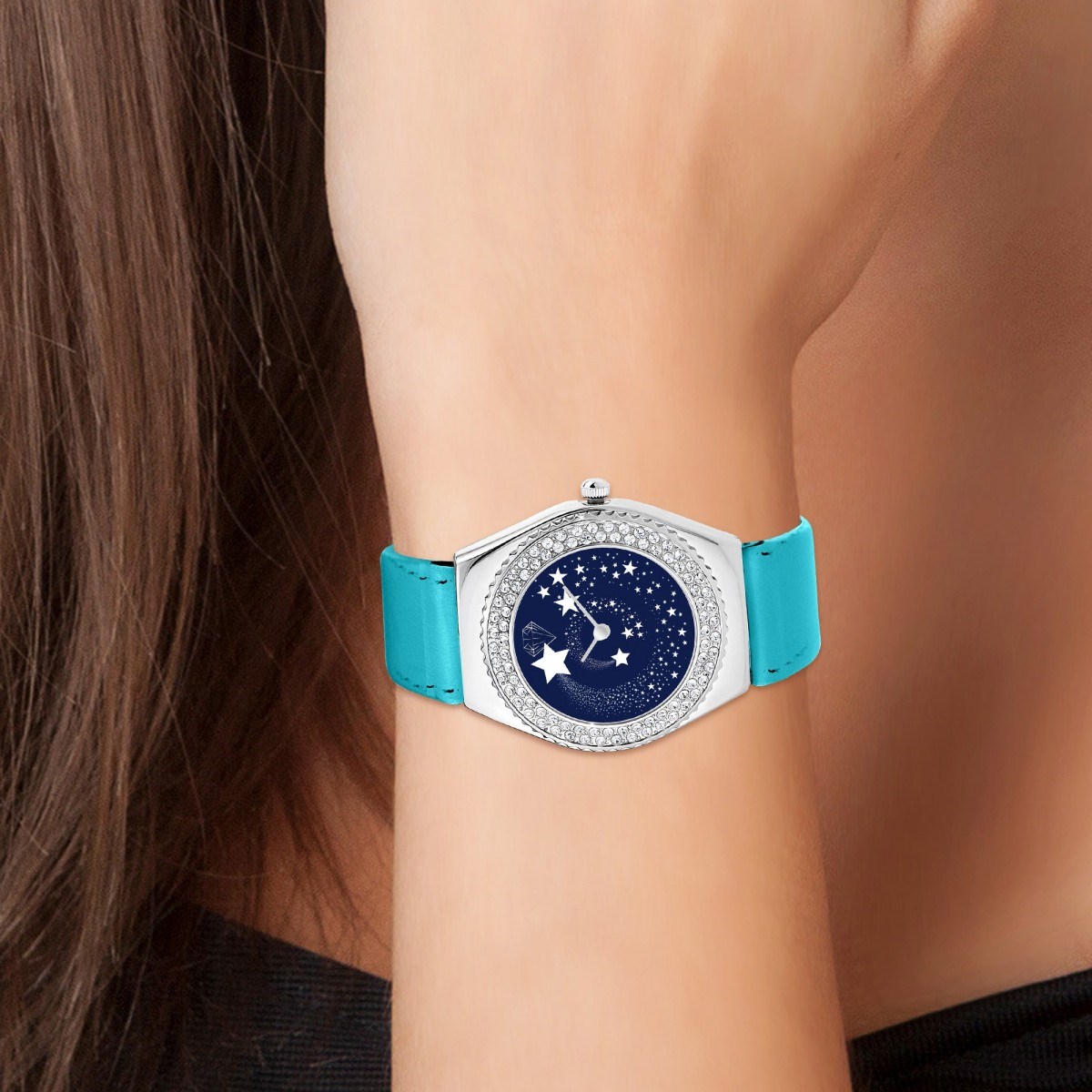 Montre Alysson étoiles à mouvement tournant SC Crystal ornée de Cristaux scintillants