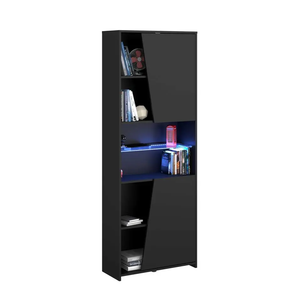 Gaming boekenkast 67cm met ledstrip - zwart