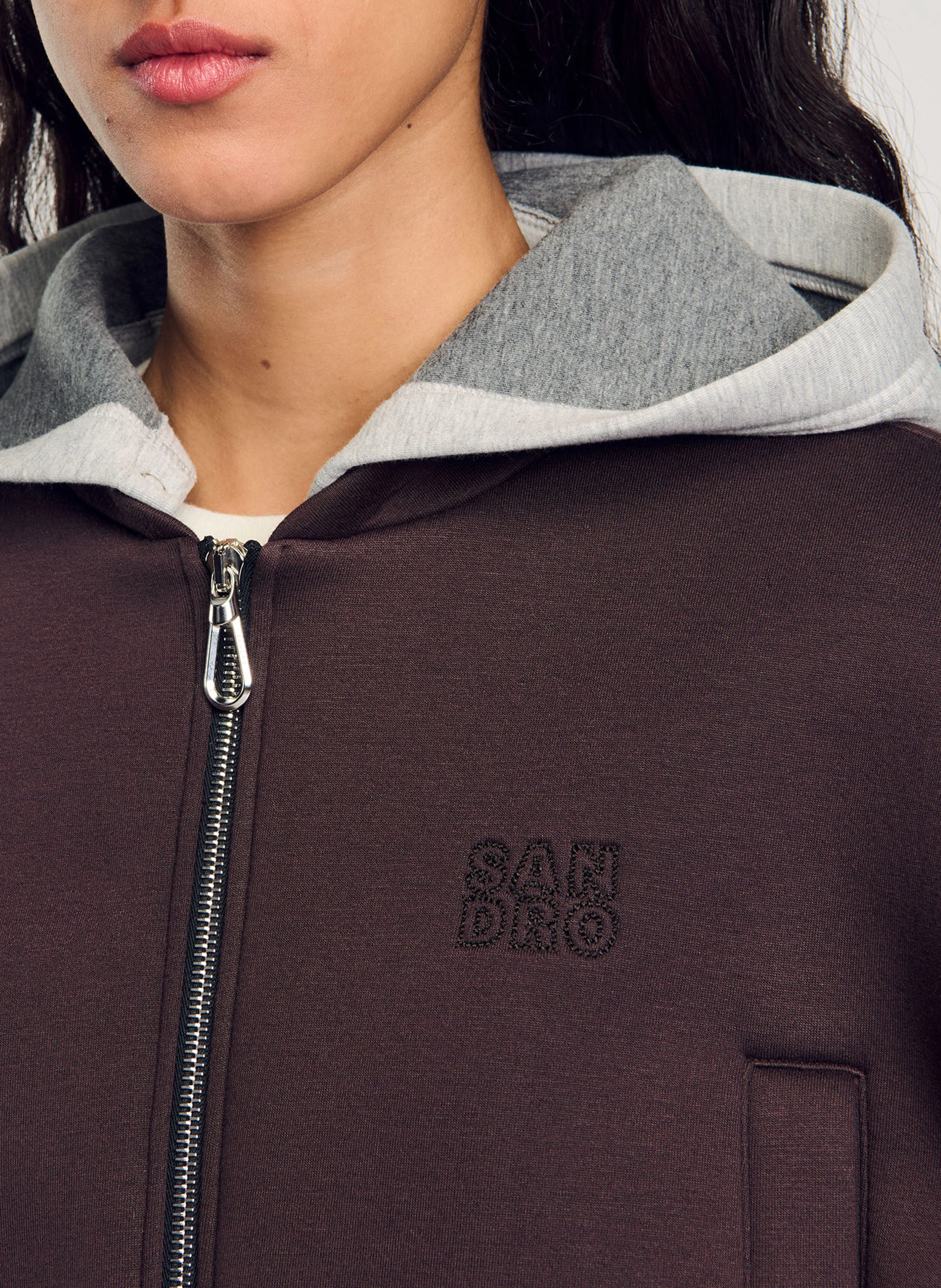 Sweat court zippé à capuche | Rouge