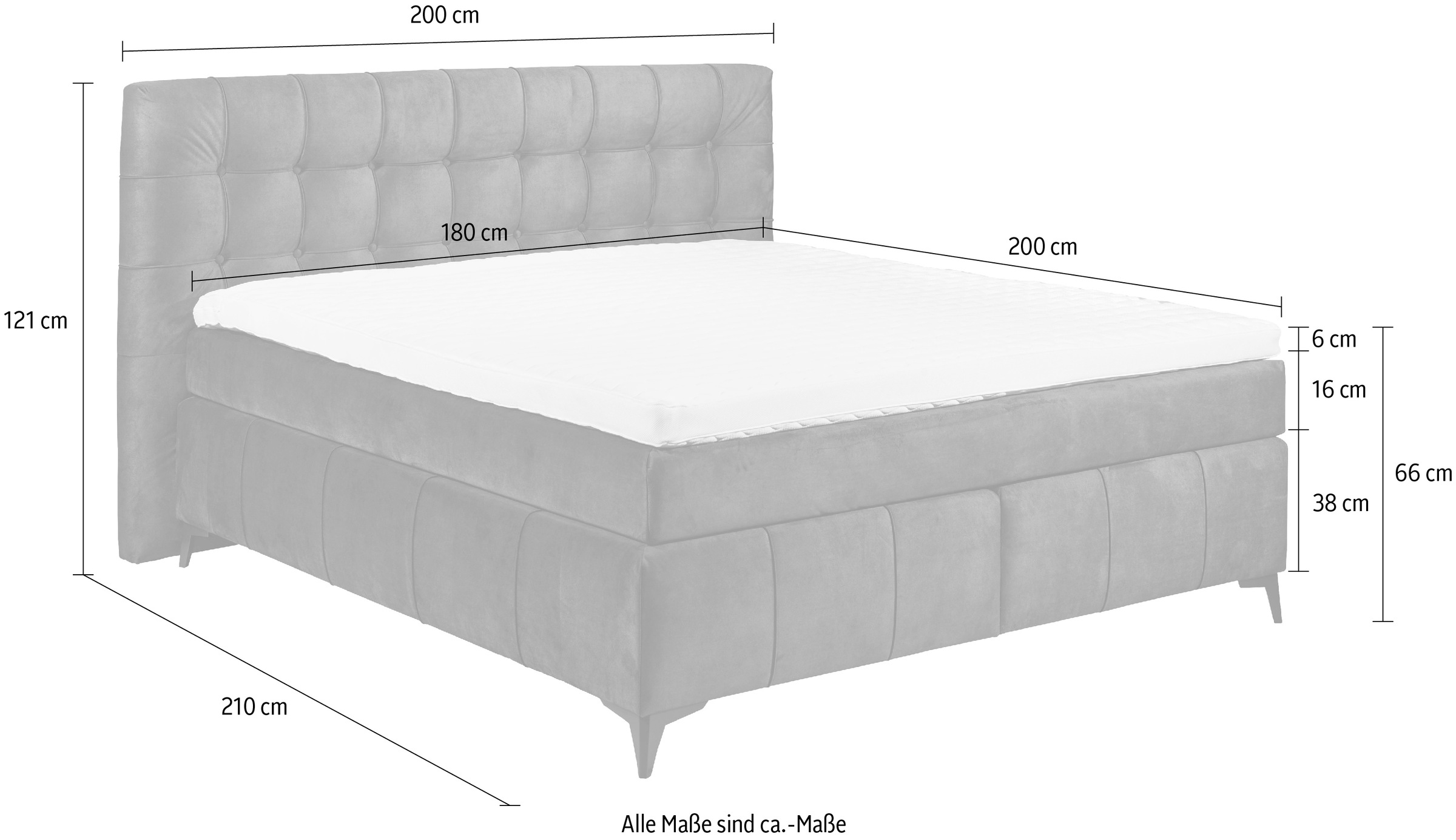 ED EXCITING DESIGN Boxspringbett »Oregon« inkl. Duo-Matratze - Kokosmatte, Filzabdeckung