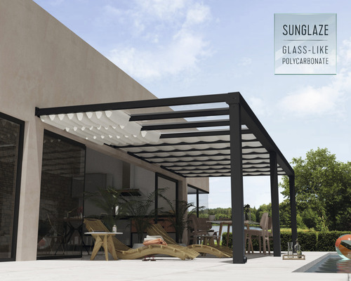 Palram-Canopia kabelspanzonnescherm - schaduwset voor terrasoverkapping Stockholm 810x340 cm (11 stuks 64,5x340 cm) wit