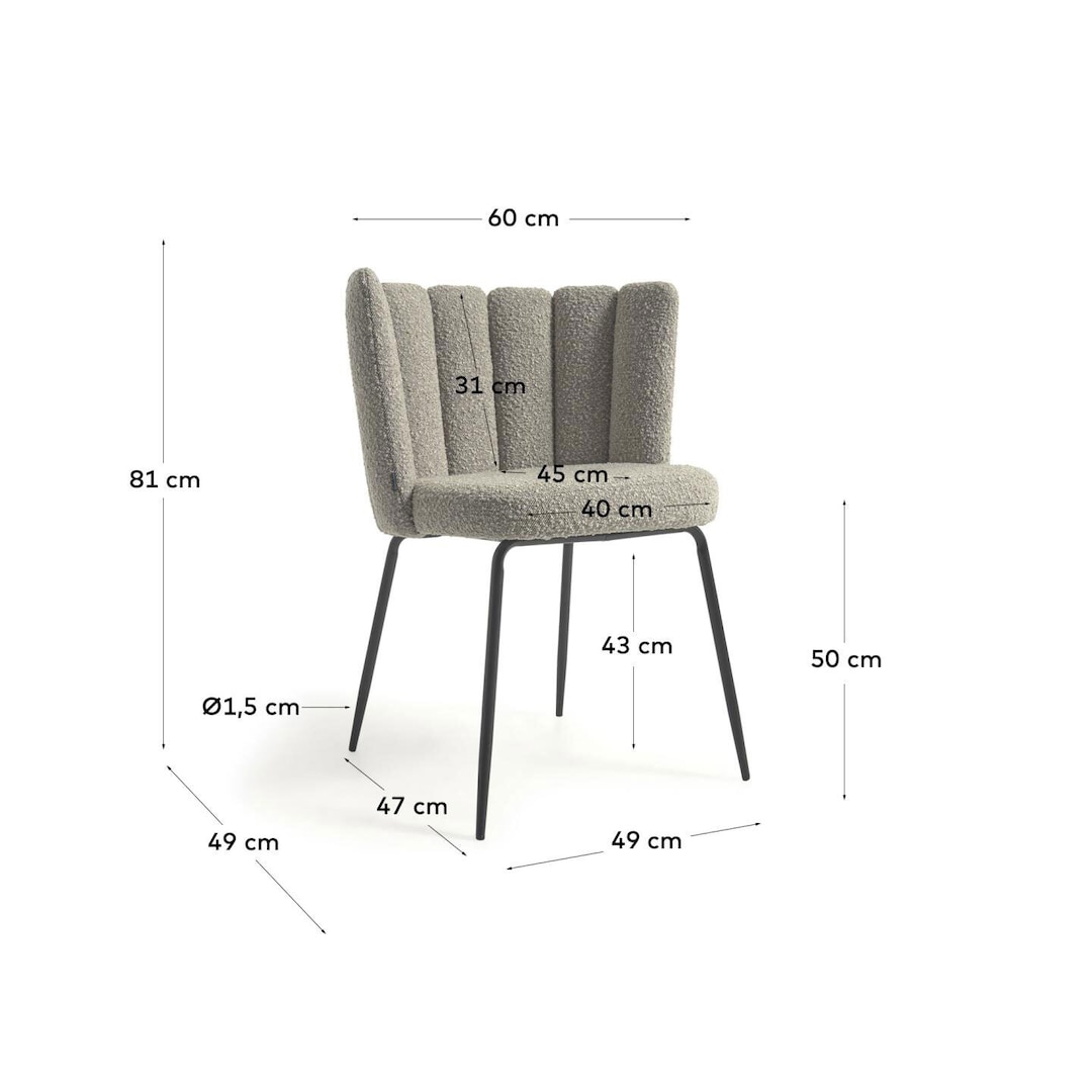 Kave Home Polsterstuhl ANIELA 2er Set Hellgrau/schwarz
