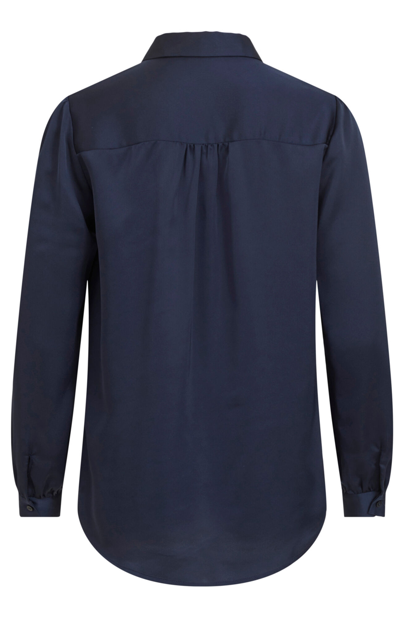 Camisa de cetim fluida - Azul marinho