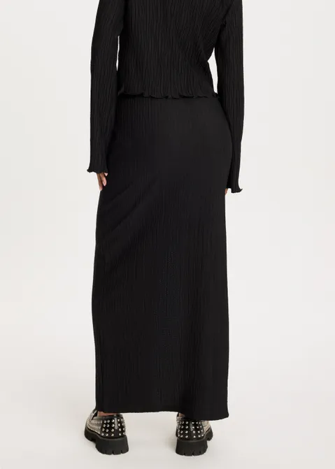 Midi rok met split zwart (ZWART)