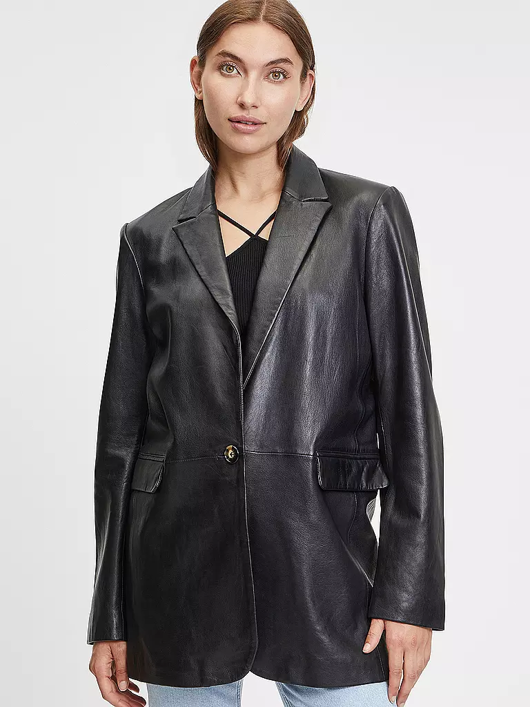 GIPSY BY MAURITIUS Lederblazer Oversized Fit schwarz