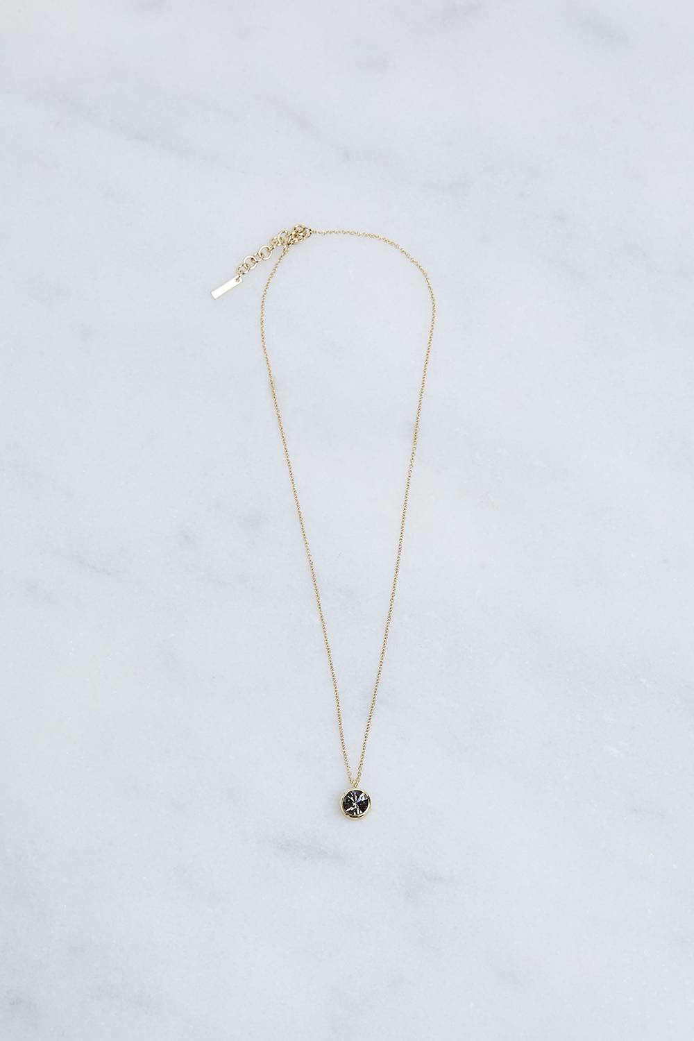 KarenMillen Pendentif solitaire en cristal européen serti à la main, plaqué or 14kt