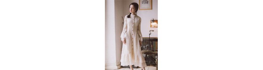 Cocaliso - Blouse met lange mouwen / Geborduurd vest / Maxi A-lijn rok / Set