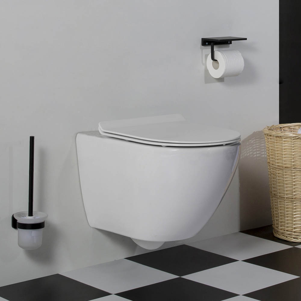 Geberit UP100 toiletset met Saniclear Jama Compact randloos wandcloset incl sofclose zitting, 48cm diep
