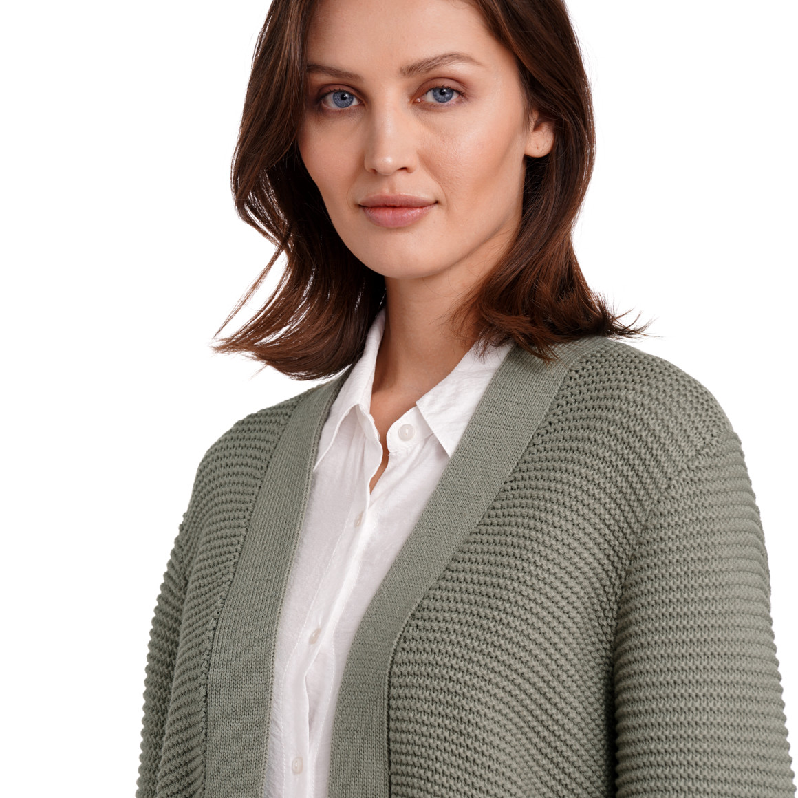 Gina Benotti Damen Strickjacke mit breiten Bündchen oliv