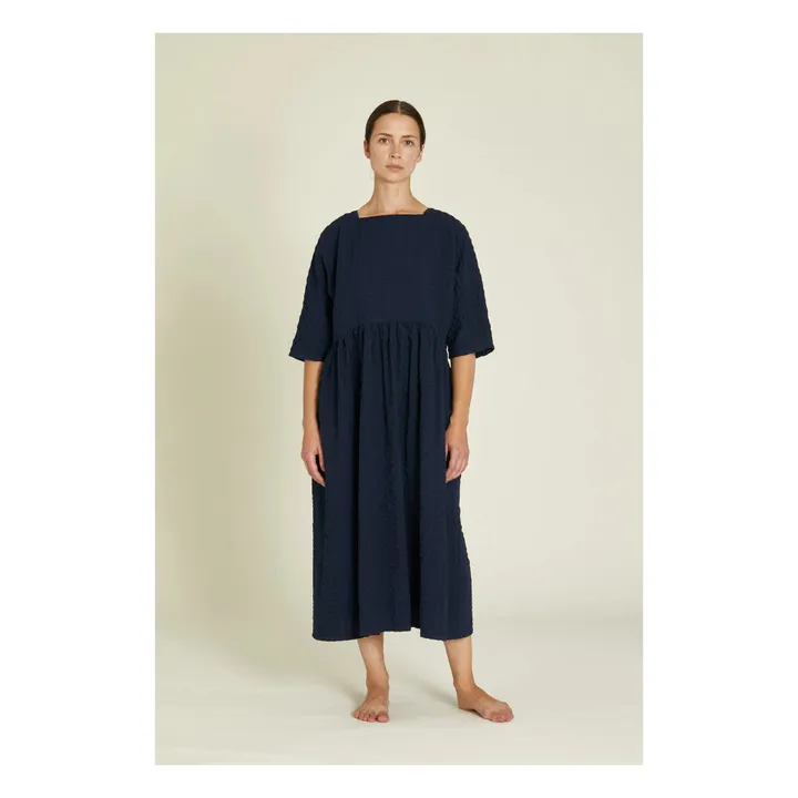 Black Crane Robe Tradi Seersucker | Bleu marine