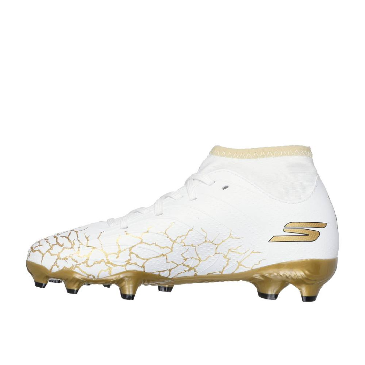 Skechers SKX_1.5 High Gras Voetbalschoenen (FG) Kleuters Wit Goud Zwart