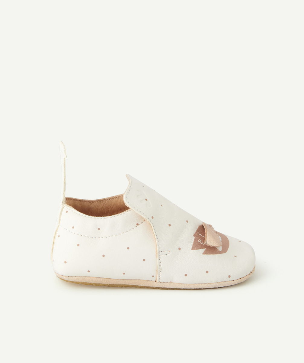 EASY PEASYCHAUSSONS EN CUIR BLANCS IMPRIMÉS CYGNES