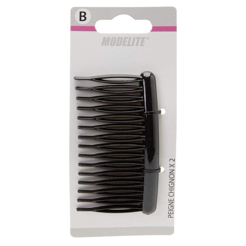 Barrette peigne noir brillant x2