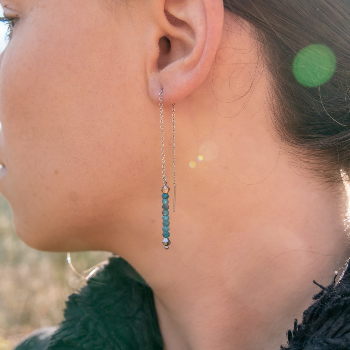 Collier, bracelet et boucles d'oreilles Lumia en pierres Apatite