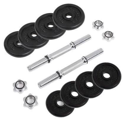 Lot de 2 haltères en fonte avec fermetures étoilées 20 kg fitness sport musculation 12_0002027