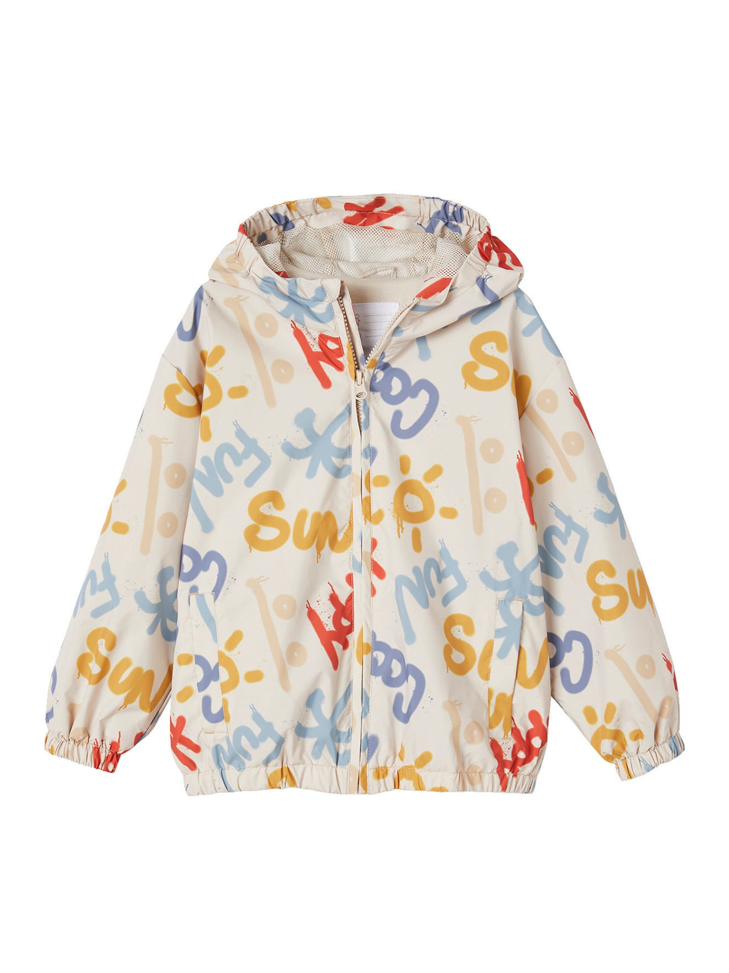 Vertbaudet Jungen Anorak mit Kapuze beige graffiti