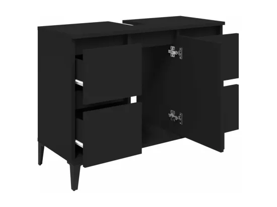 Meuble d'évier noir 80x33x60 cm bois d'ingénierie