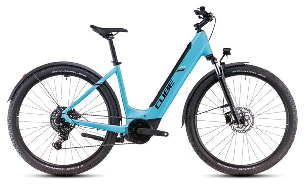 VTC Électrique Cube Nuride Hybrid Performance 500 Allroad Easy Entry Shimano Cues 9V 500 Wh 29'' Bleu Swimming Pool 2025