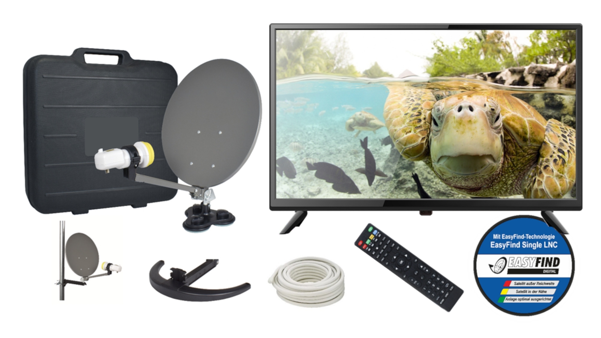 Travel TV Camping Set EasyFind Sat-Antenne mit 24