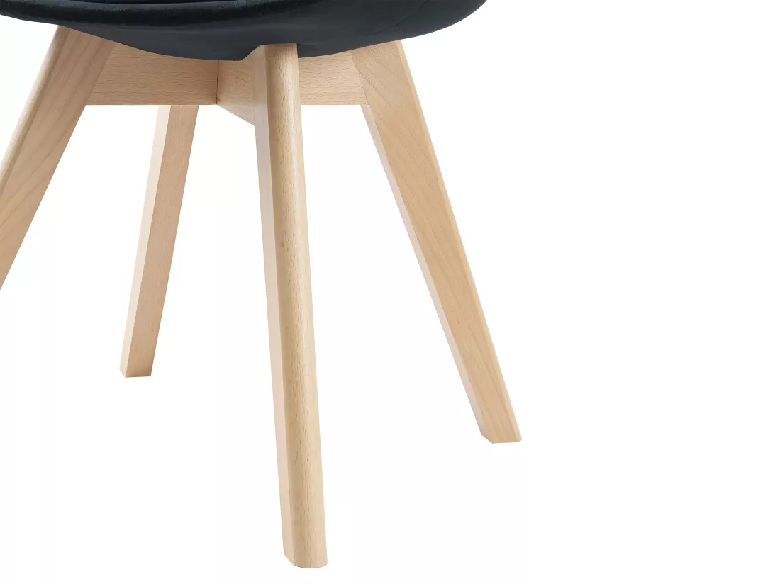 Lot de 6 chaises en velours et hêtre - Noir - JODY