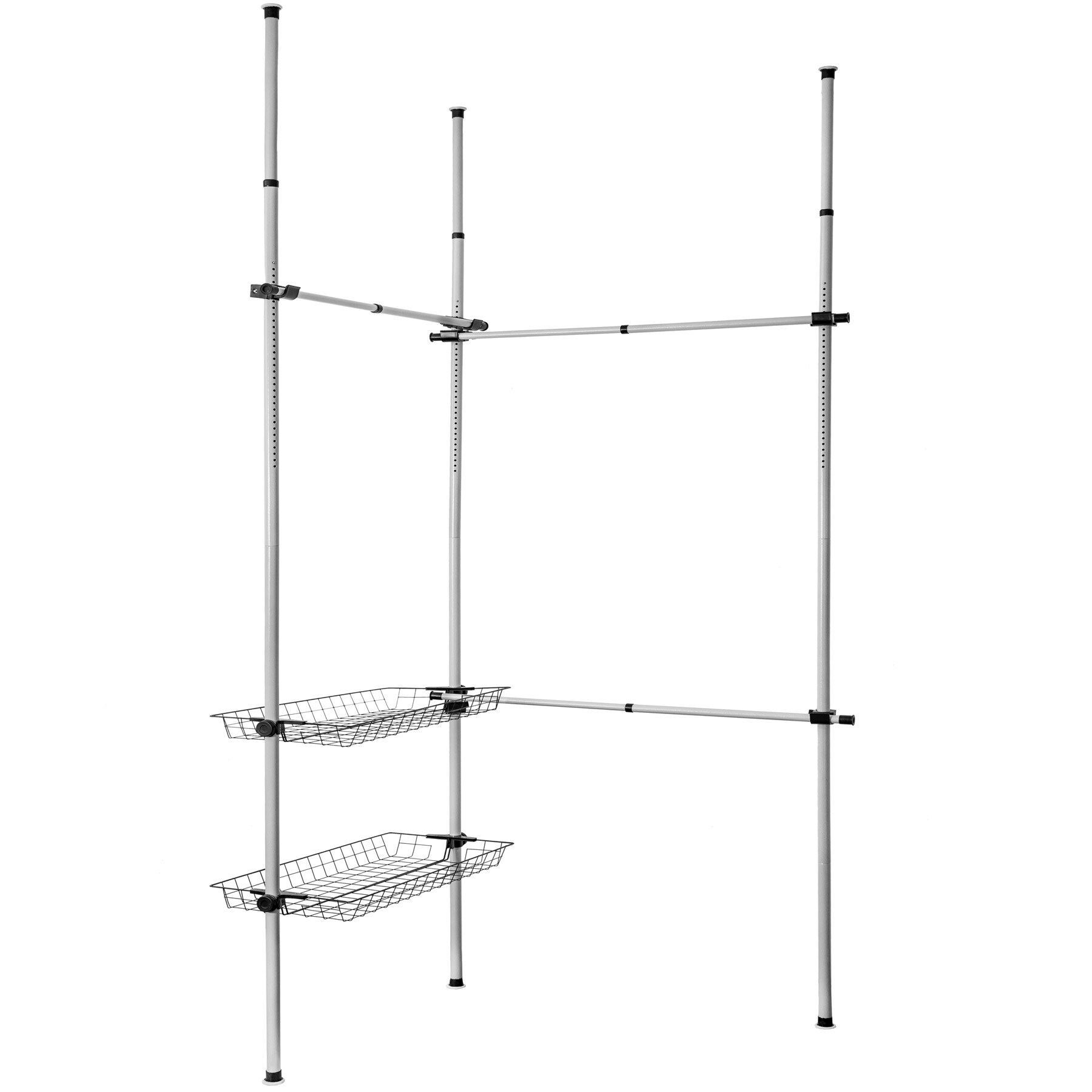 tectake® Teleskop-Garderobensystem, variabel verstellbar, standfest, 150 - 210 x 38 x 160 - 320 cm